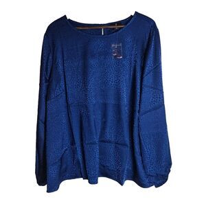 NWOT Jason Wu Blue Animal Print Satin Blouse Womens 3X